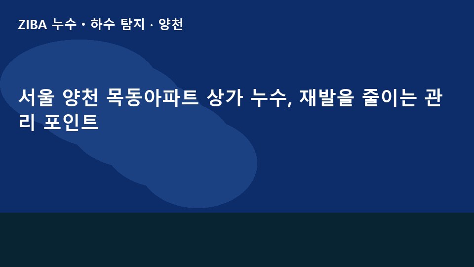 서울 양천 목동아파트 상가 누수, 재발을 줄이는 관리 포인트