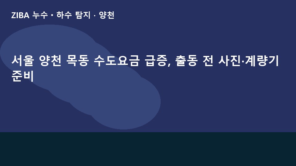 서울 양천 목동 수도요금 급증, 출동 전 사진·계량기 준비