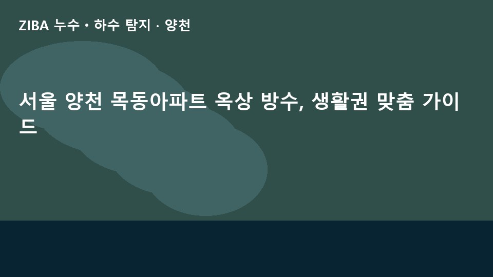 서울 양천 목동아파트 옥상 방수, 생활권 맞춤 가이드